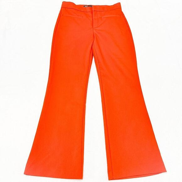 Zara Orange Slack Dress Pant Front Pockets Size Small NWOT - Picture 2 of 7